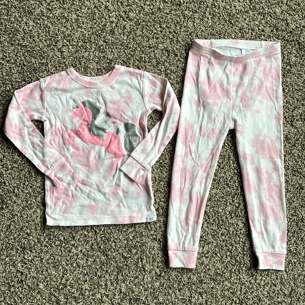 GAP Pink Tie Dye Unicorn PJs, Organic Cotton, size 3T